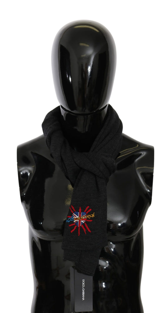 Dolce & Gabbana #DGLovesLondon Gray Wool Scarf