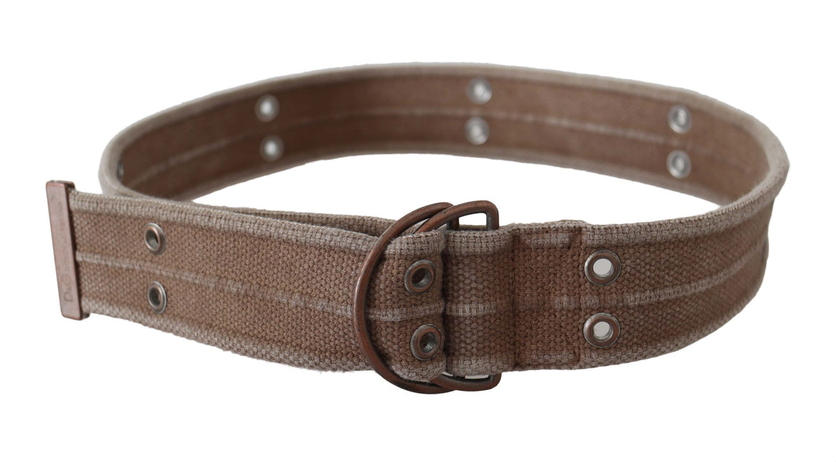 Dolce & Gabbana Beige Leather Double-Ring Buckle Belt