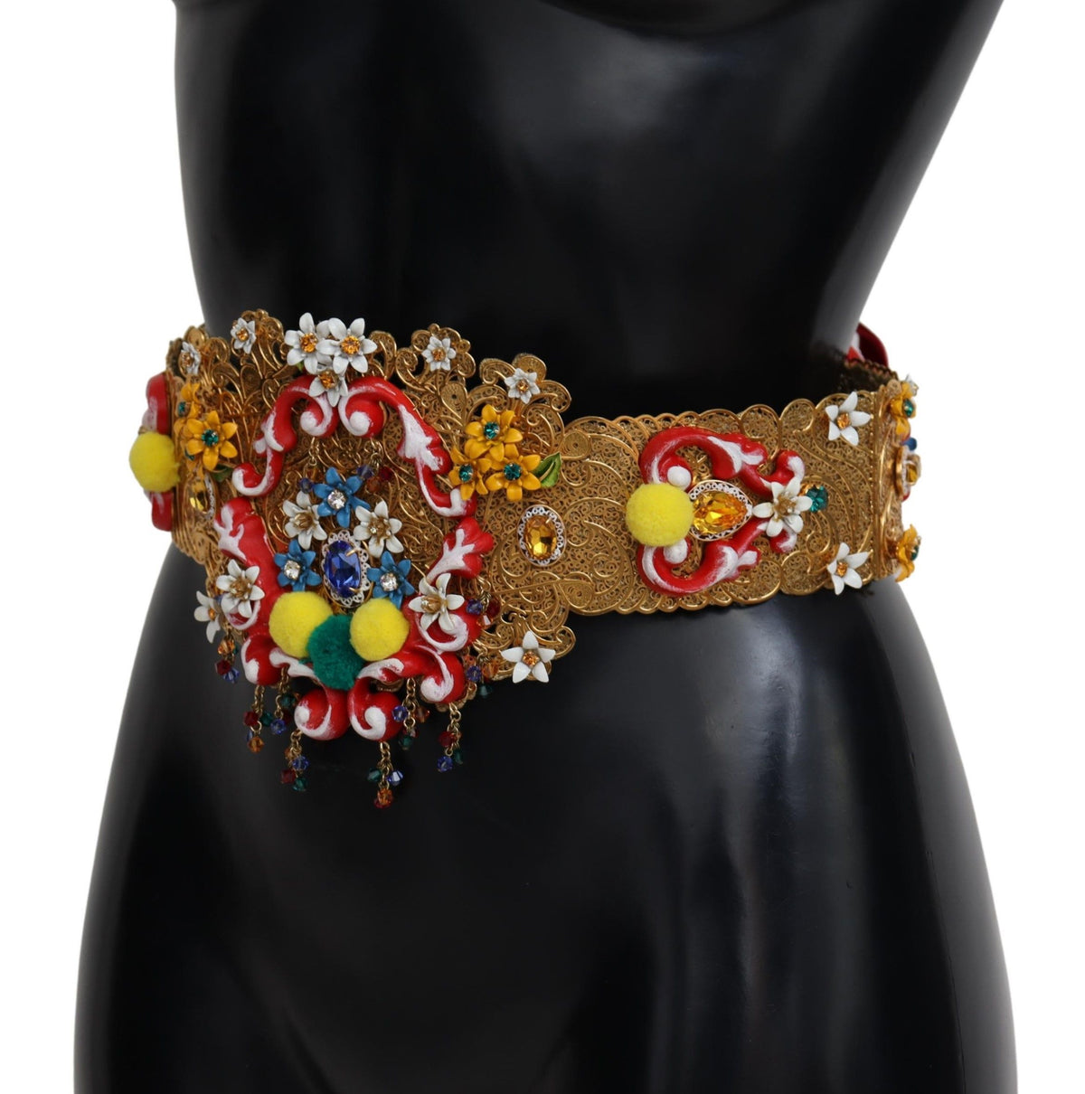 Dolce & Gabbana Multicolor Carretto Crystal-Embellished Waist Belt