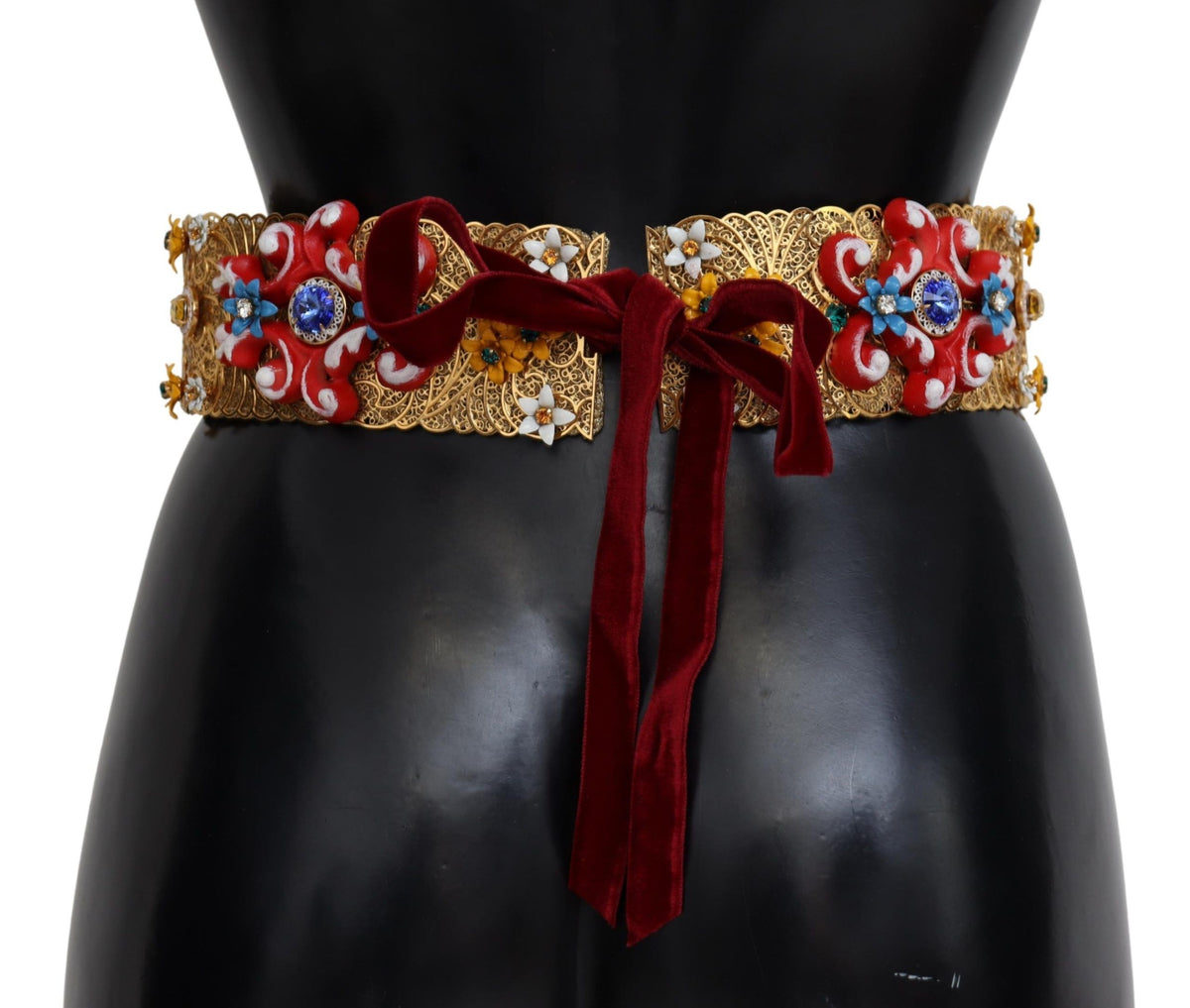 Dolce & Gabbana Multicolor Carretto Crystal-Embellished Waist Belt