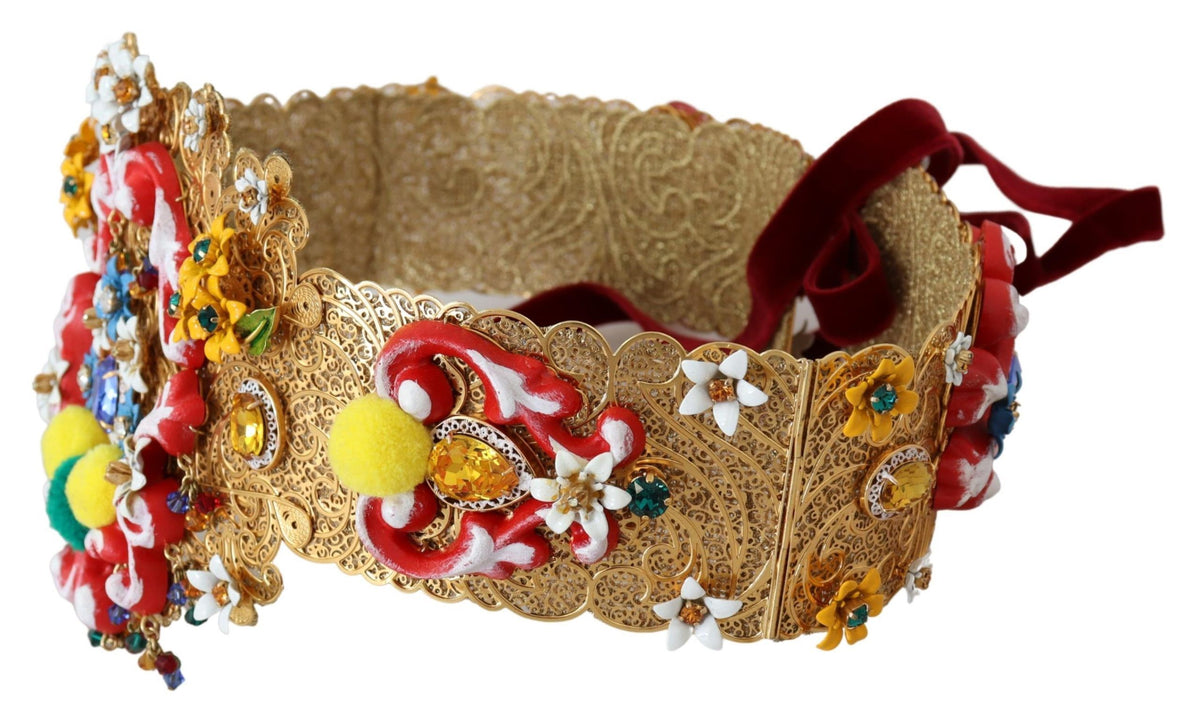 Dolce & Gabbana Multicolor Carretto Crystal-Embellished Waist Belt