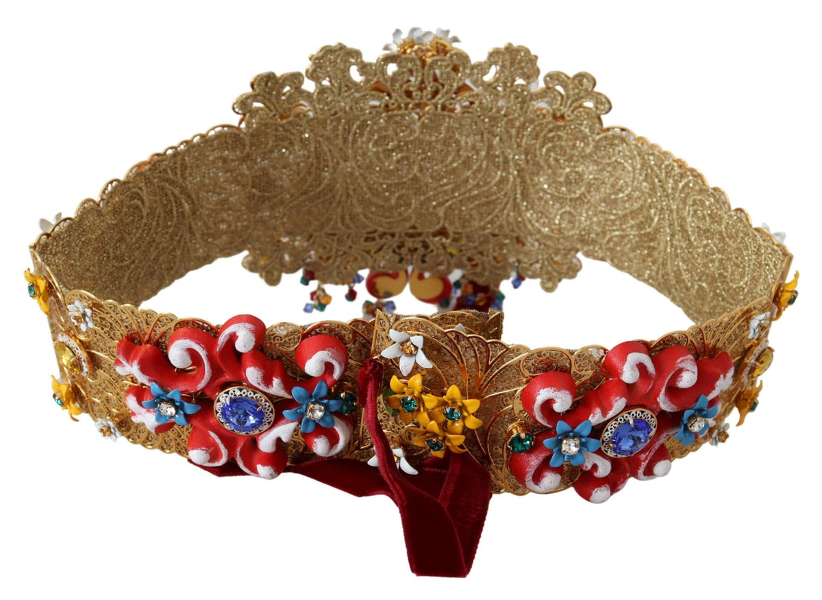 Dolce & Gabbana Multicolor Carretto Crystal-Embellished Waist Belt