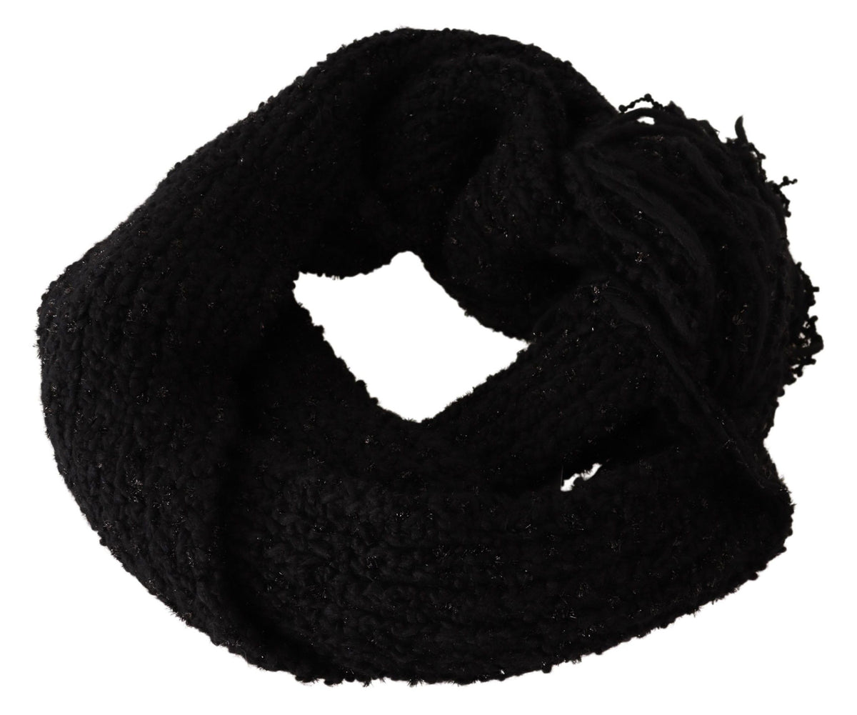 Dolce & Gabbana Black Wool-Blend Knit Scarf
