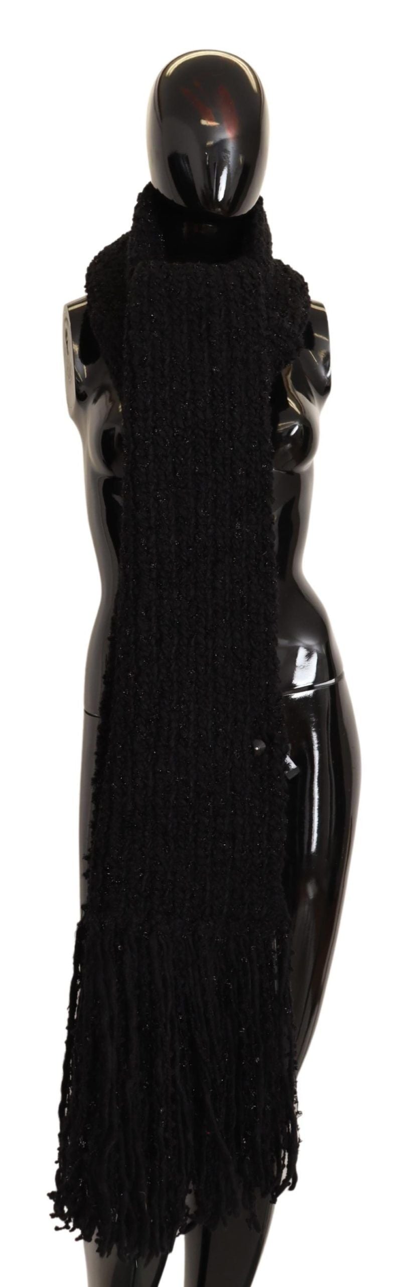 Dolce & Gabbana Black Wool-Blend Knit Scarf