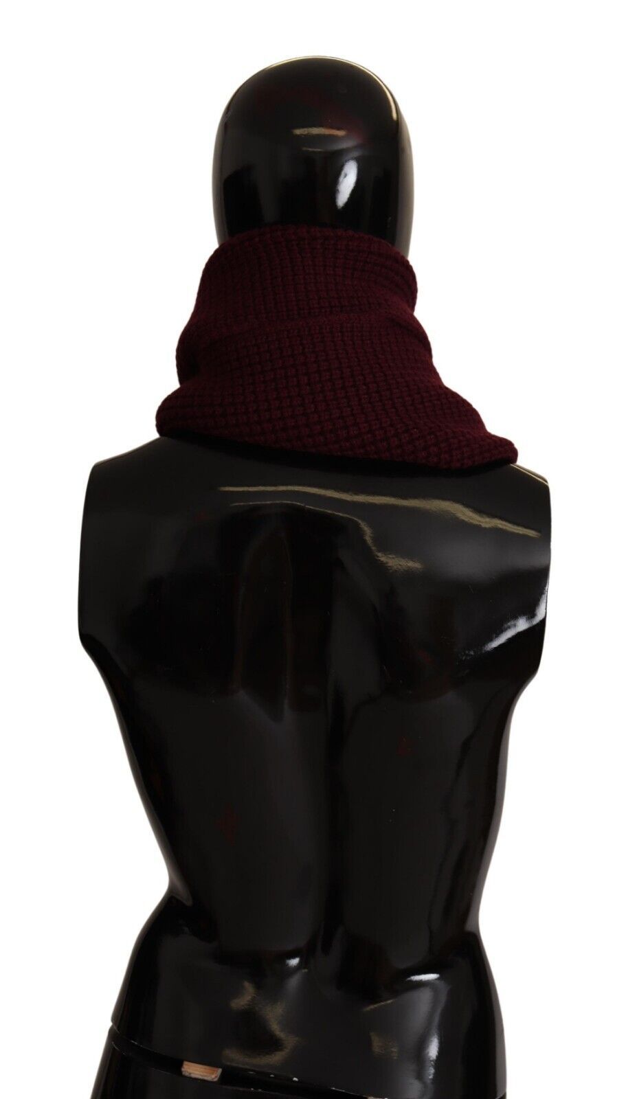 Dolce & Gabbana Dark Red Logo Cashmere Knit Scarf