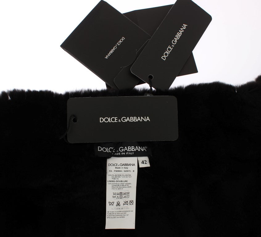 Dolce & Gabbana Silver Sequin Floral Weasel Fur Shoulder Wrap