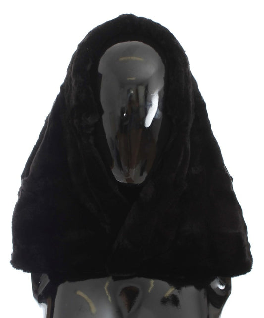 Dolce & Gabbana Black Weasel Fur Hooded Scarf