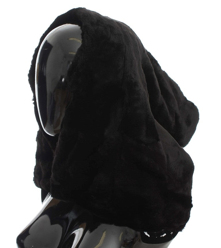 Dolce & Gabbana Black Weasel Fur Hooded Scarf