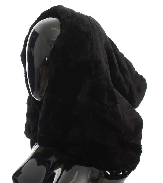 Dolce & Gabbana Black Weasel Fur Hooded Scarf