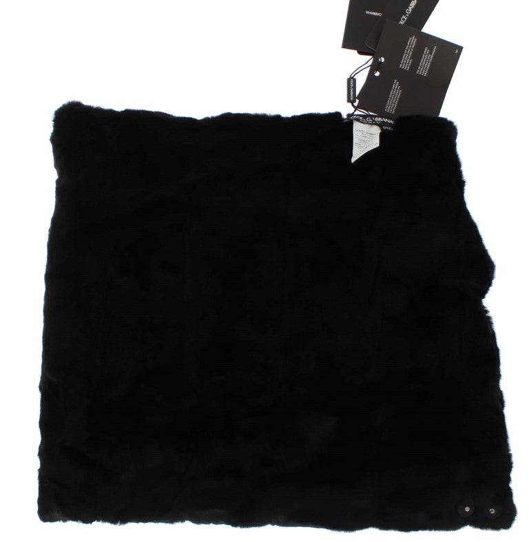 Dolce & Gabbana Black Weasel Fur Hooded Scarf