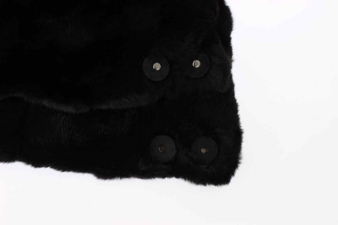 Dolce & Gabbana Black Weasel Fur Hooded Scarf