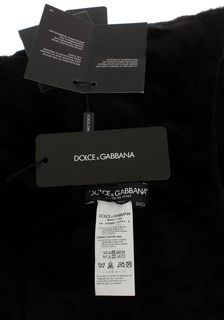 Dolce & Gabbana Black Weasel Fur Hooded Scarf