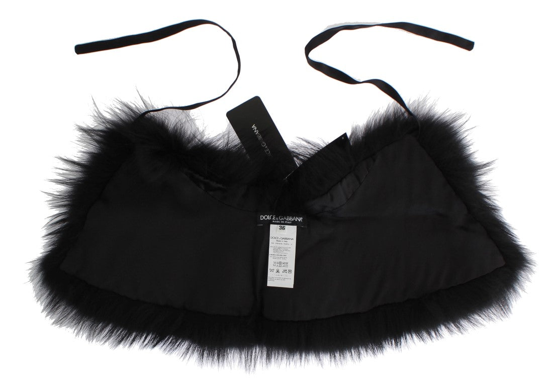 Dolce & Gabbana Black Fox Fur Collar