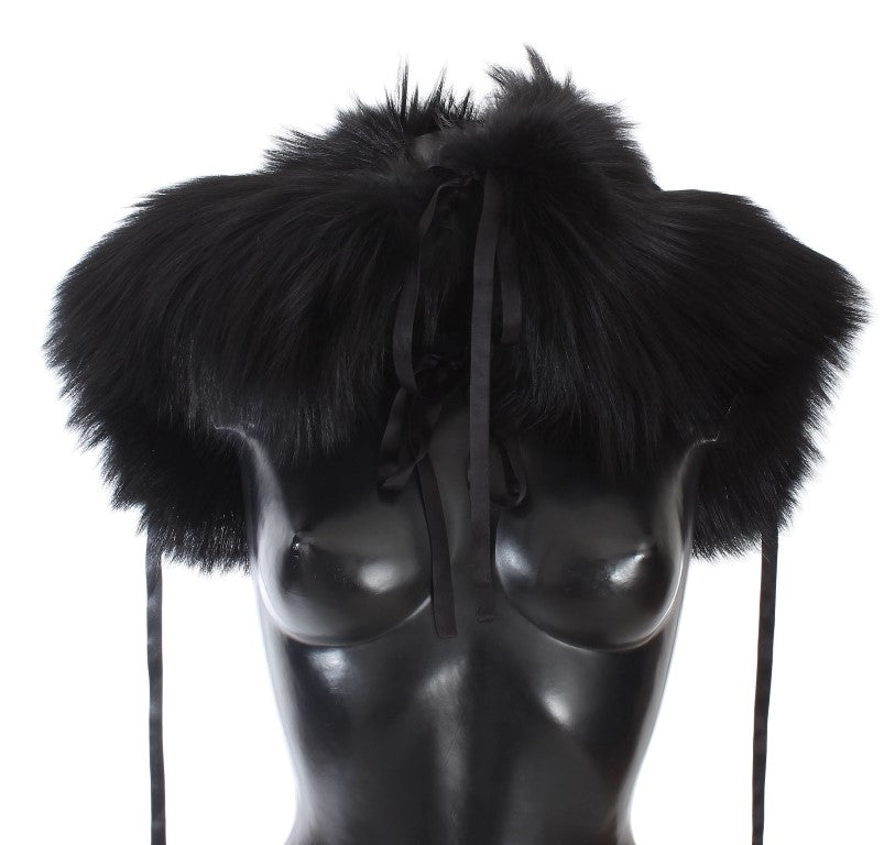 Dolce & Gabbana Black Fox Fur Shoulder Wrap
