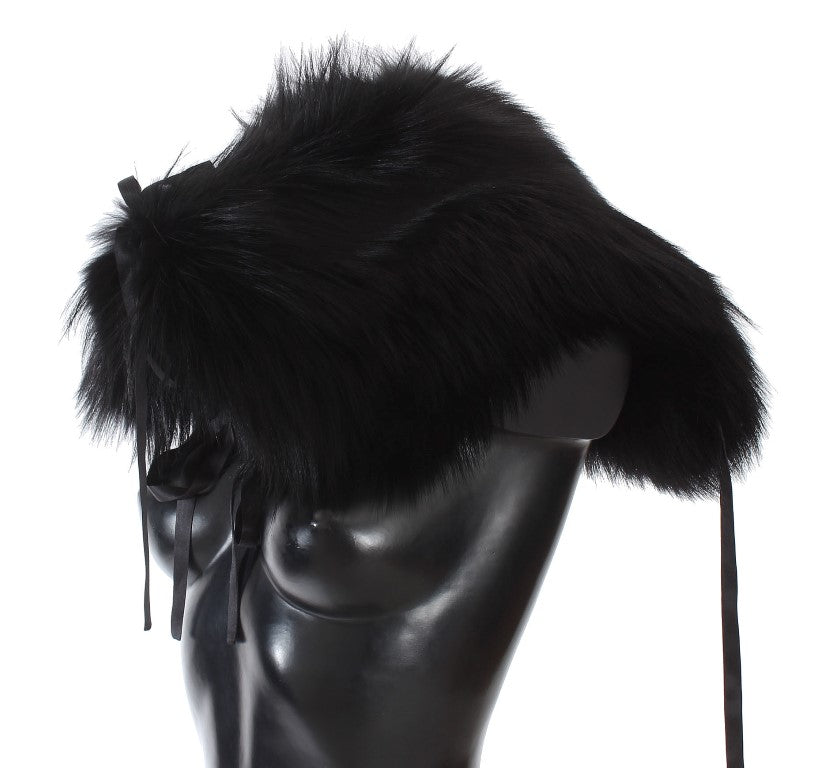 Dolce & Gabbana Black Fox Fur Shoulder Wrap