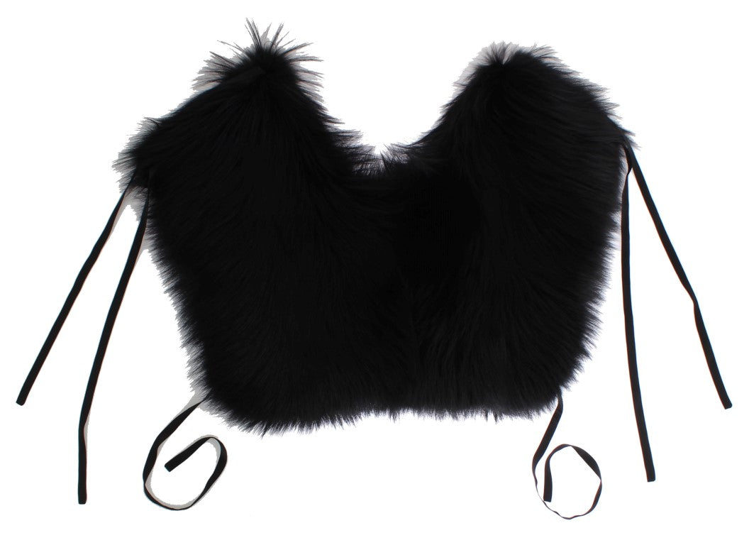 Dolce & Gabbana Black Fox Fur Shoulder Wrap