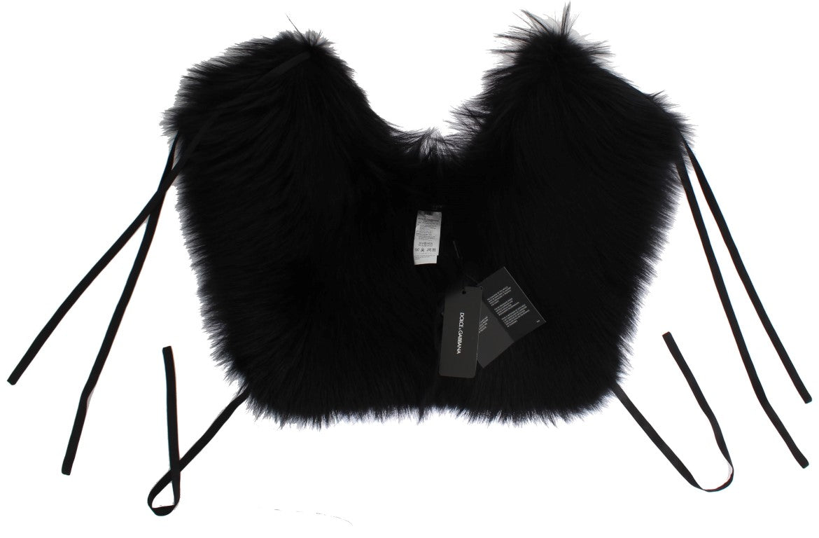 Dolce & Gabbana Black Fox Fur Shoulder Wrap