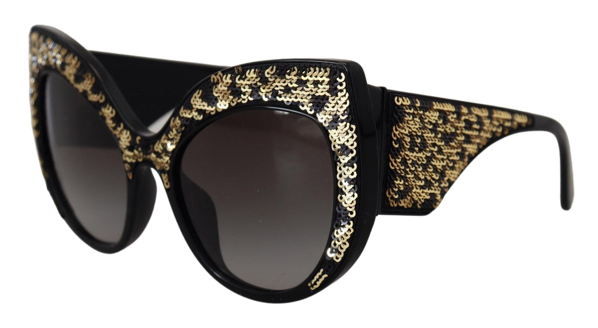 Dolce & Gabbana Black & Gold Sequin Butterfly Polarized Sunglasses