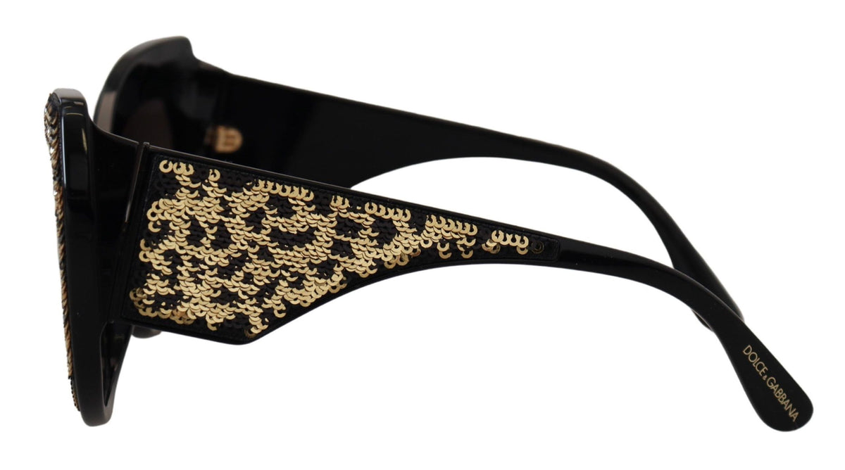 Dolce & Gabbana Black & Gold Sequin Butterfly Polarized Sunglasses
