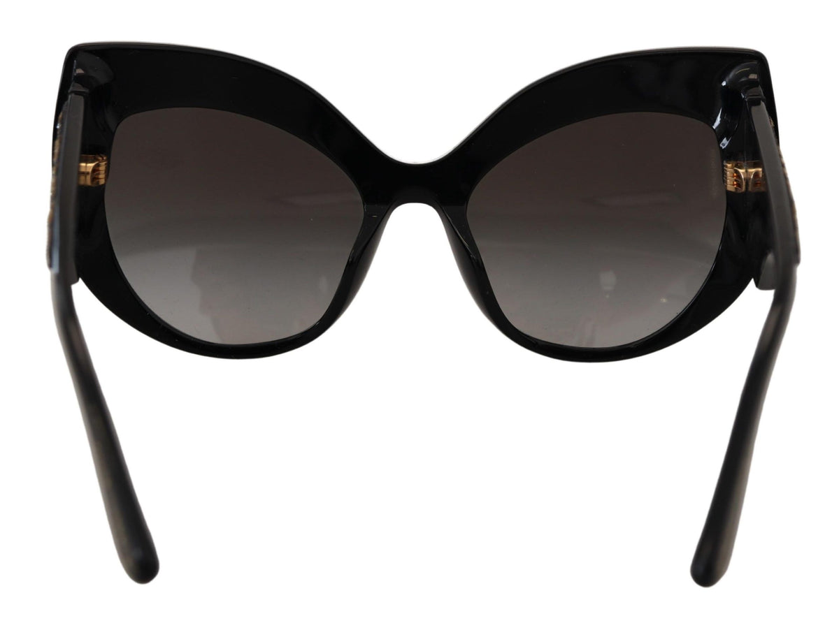 Dolce & Gabbana Black & Gold Sequin Butterfly Polarized Sunglasses