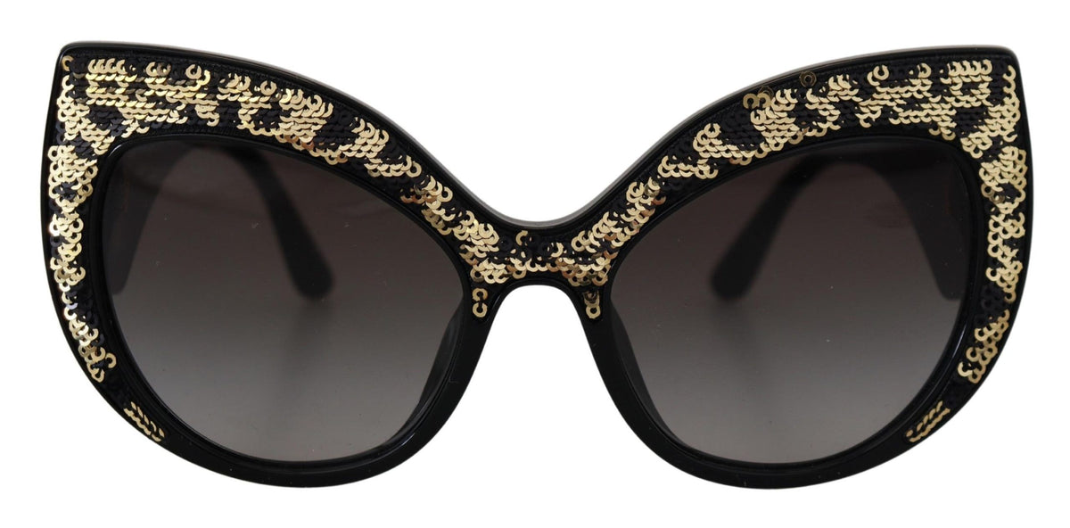 Dolce & Gabbana Black & Gold Sequin Butterfly Polarized Sunglasses