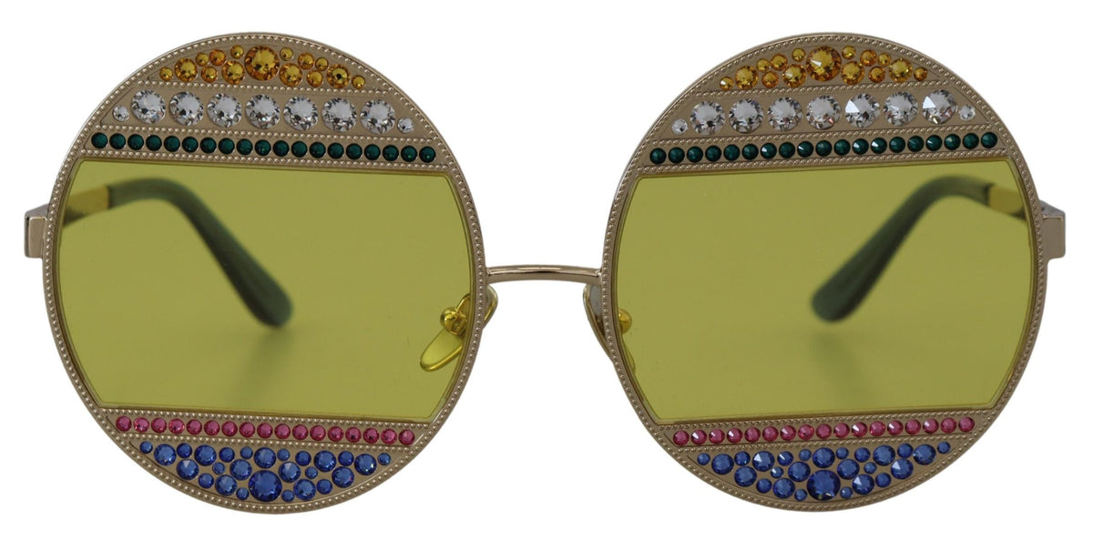 Dolce & Gabbana Gold Crystal-Embellished Oval Sunglasses