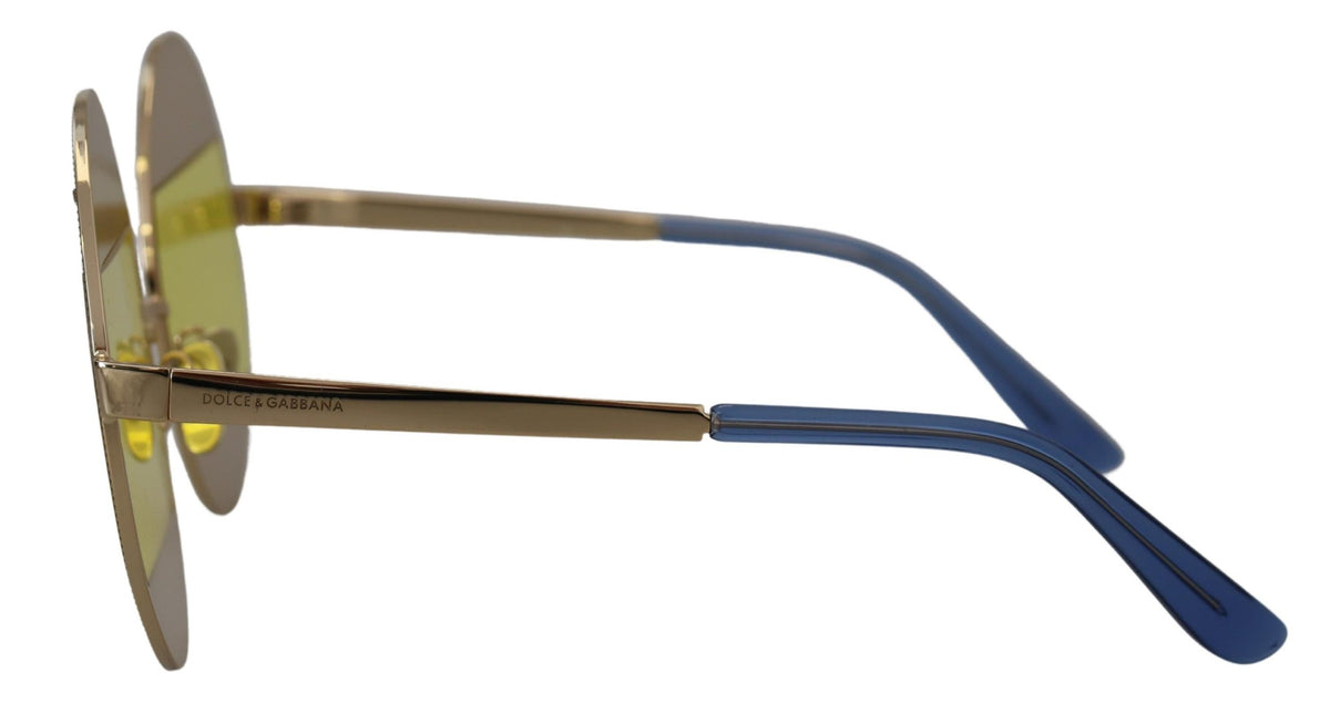 Dolce & Gabbana Gold Crystal-Embellished Oval Sunglasses