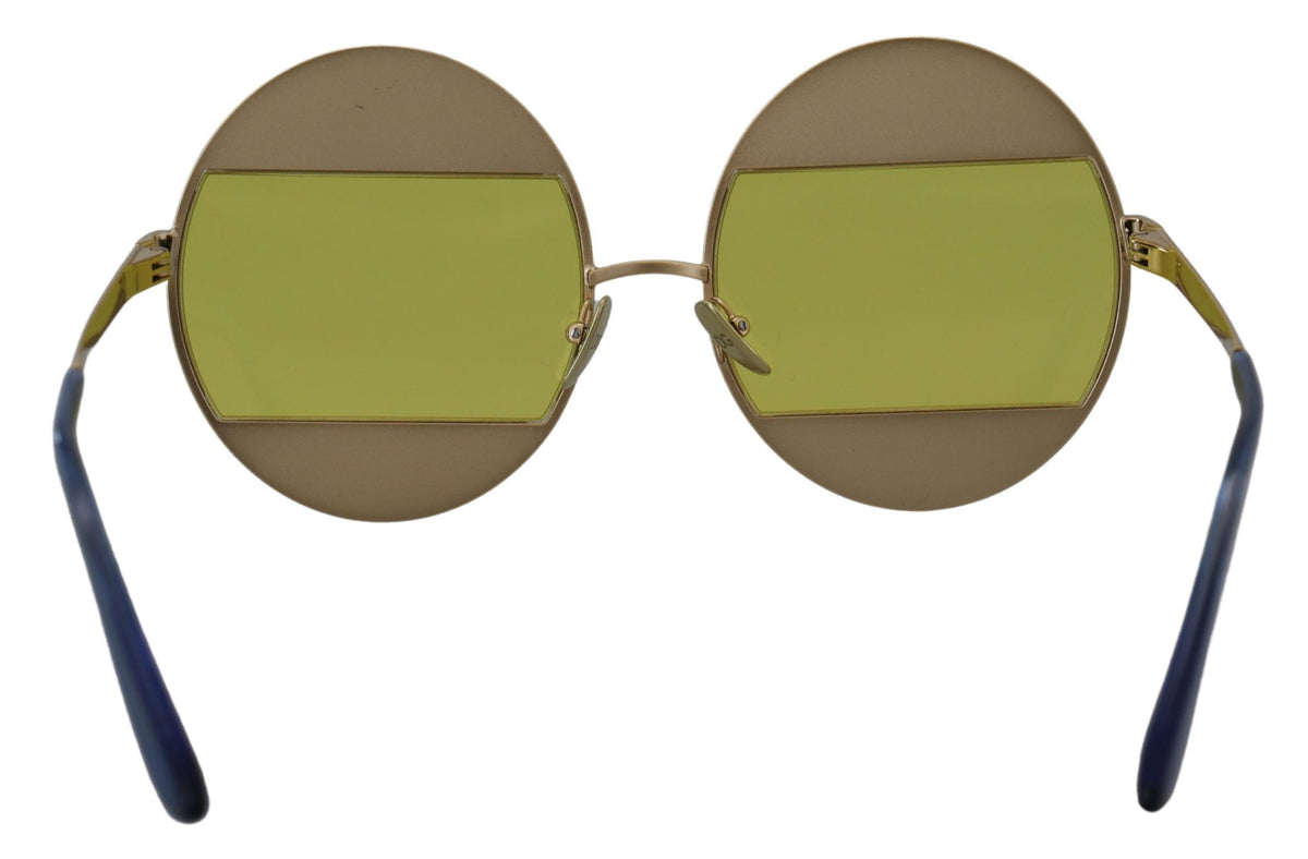 Dolce & Gabbana Gold Crystal-Embellished Oval Sunglasses