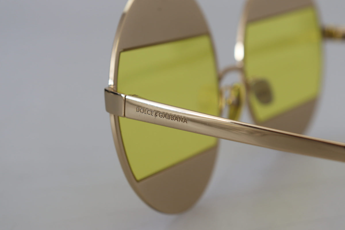 Dolce & Gabbana Gold Crystal-Embellished Oval Sunglasses