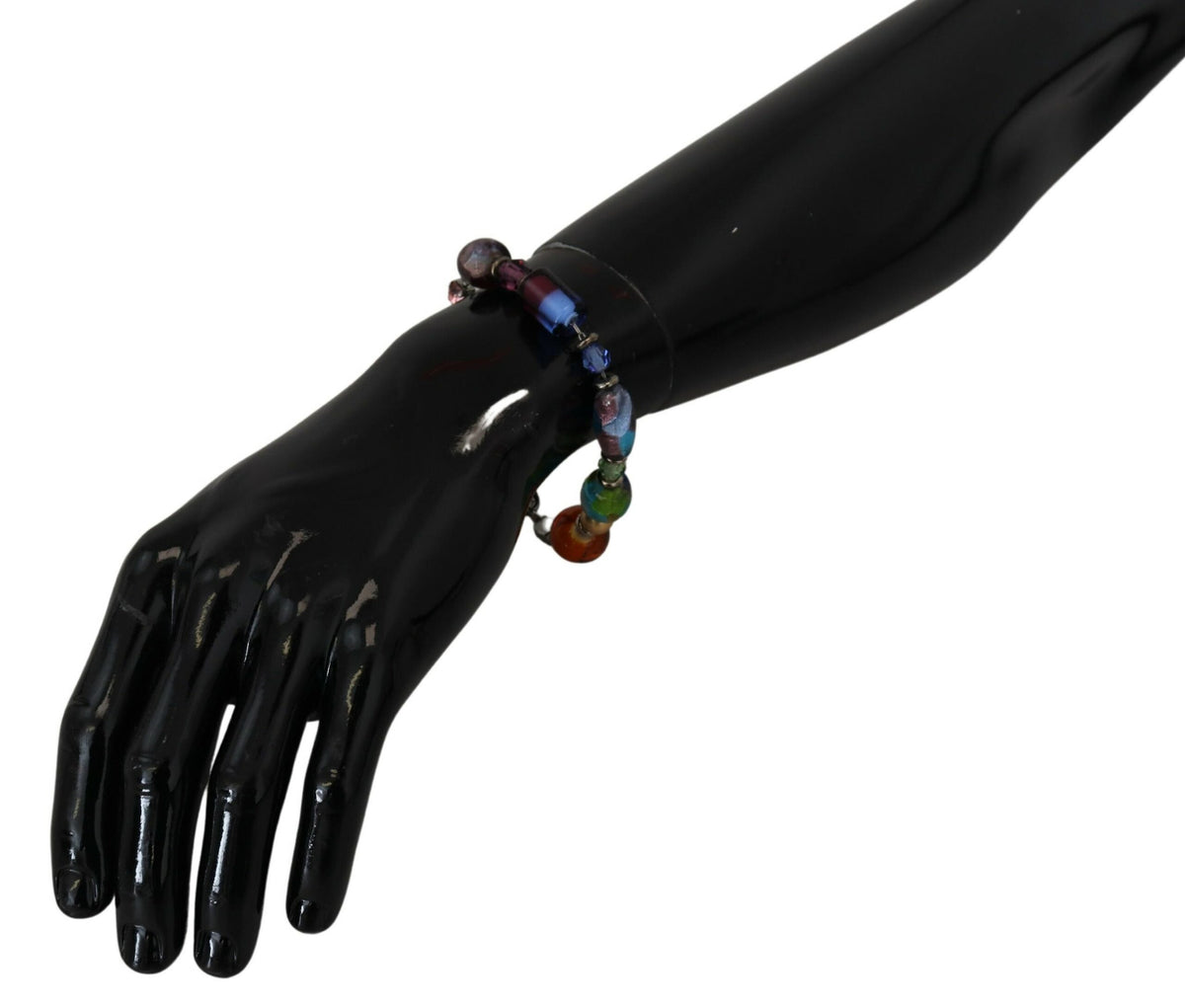 Dolce & Gabbana Multicolor Beaded Silver-Tone Chain Bracelet