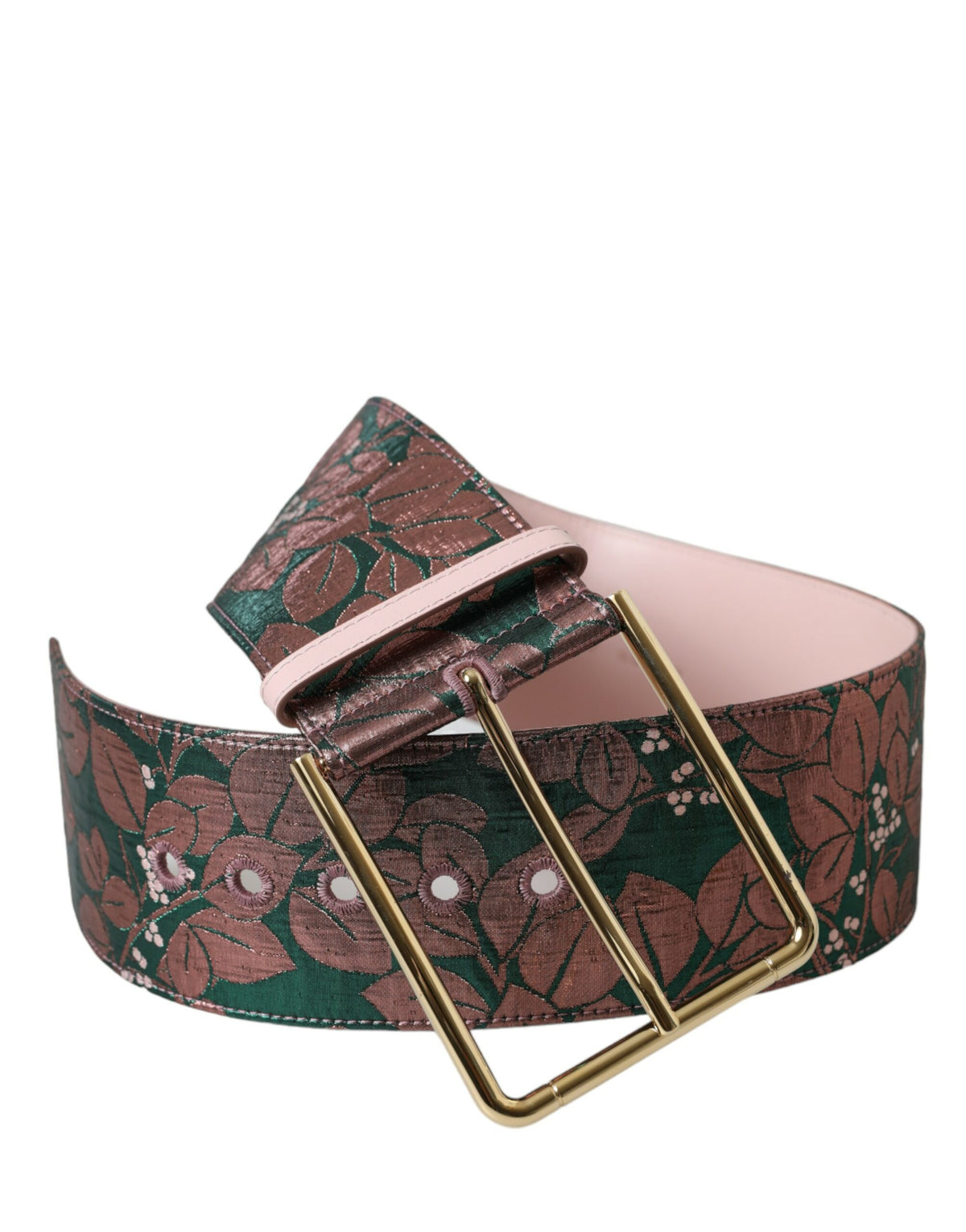 Dolce & Gabbana Multicolor Floral Jacquard Lurex Waist Belt