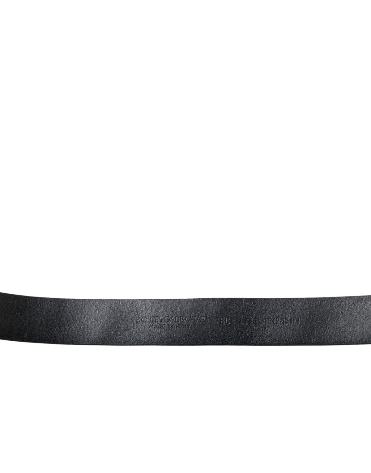 Dolce & Gabbana Black Calf Leather Engraved Buckle Belt