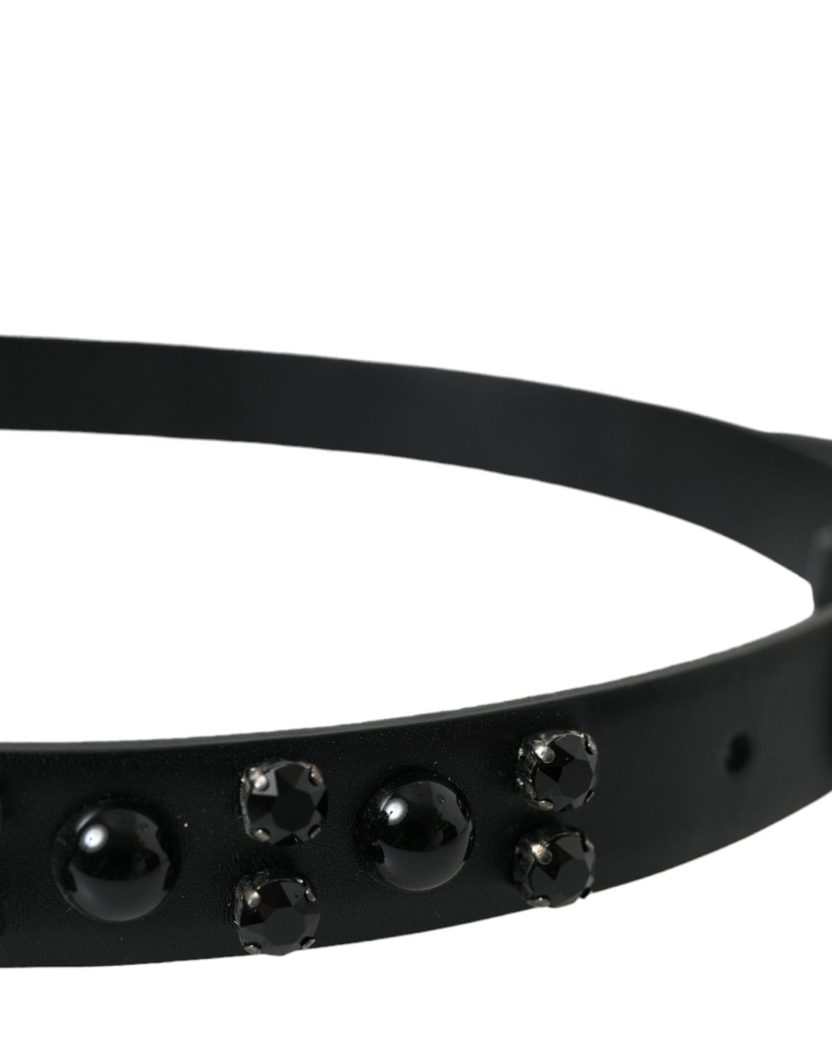 Dolce & Gabbana Black Calf Leather Engraved Buckle Belt