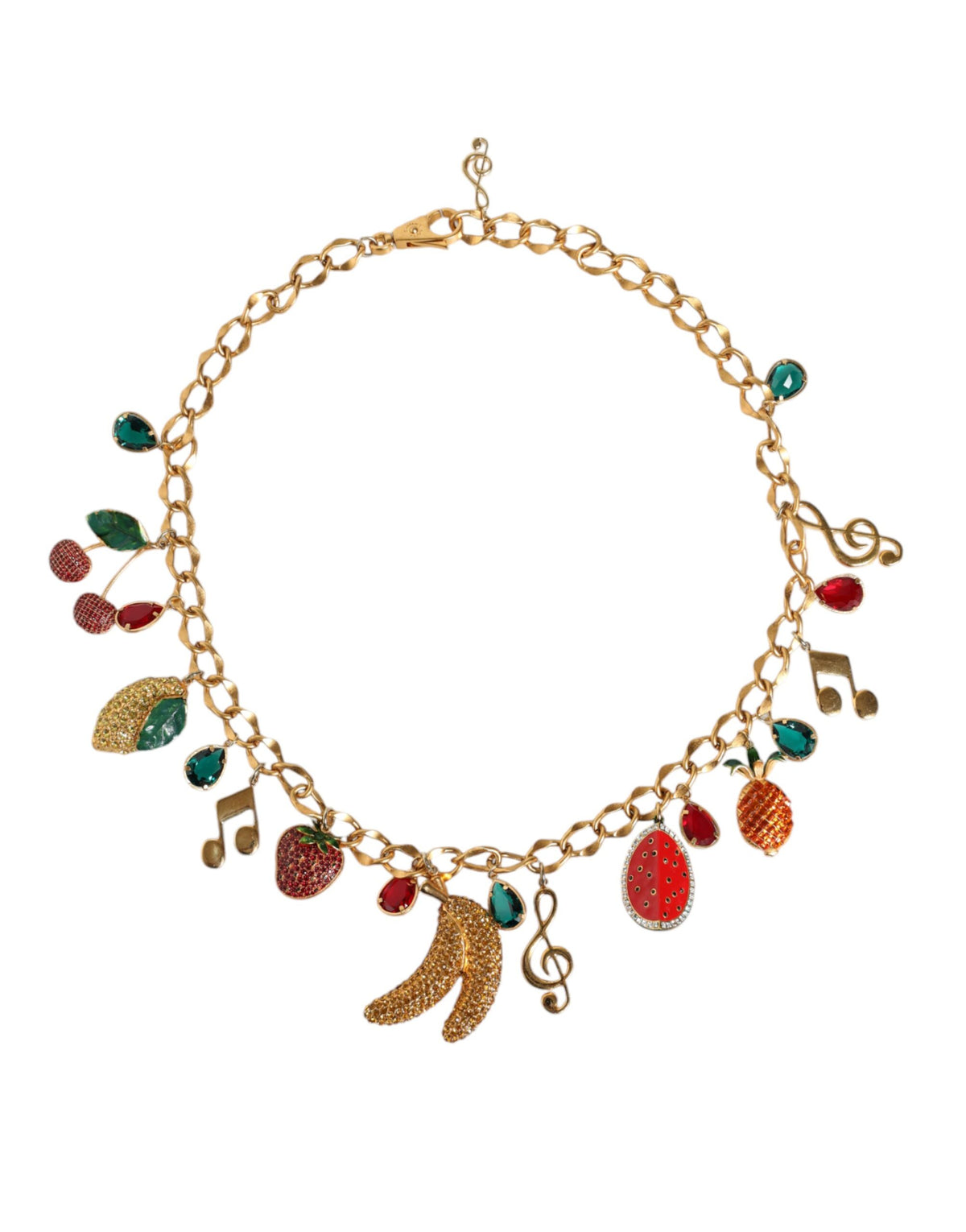 Dolce & Gabbana Gold-Tone Brass Fruity Crystal-Embellished Chain Belt