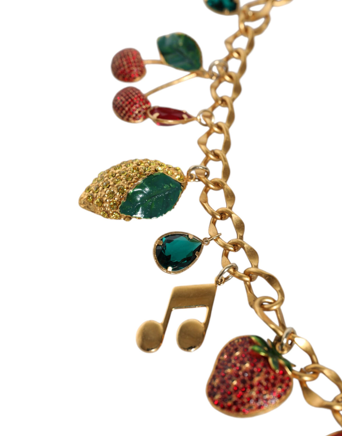 Dolce & Gabbana Gold-Tone Brass Fruity Crystal-Embellished Chain Belt