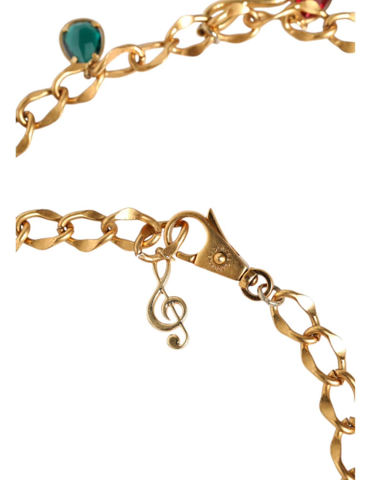Dolce & Gabbana Gold-Tone Brass Fruity Crystal-Embellished Chain Belt