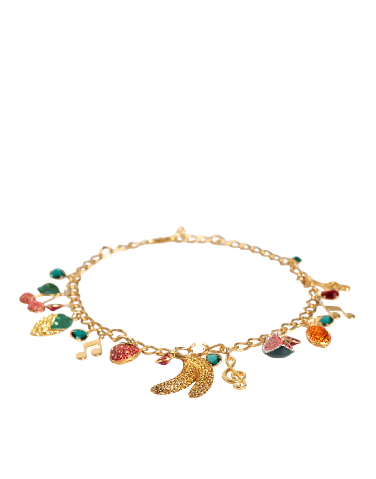 Dolce & Gabbana Gold-Tone Brass Fruity Crystal-Embellished Chain Belt