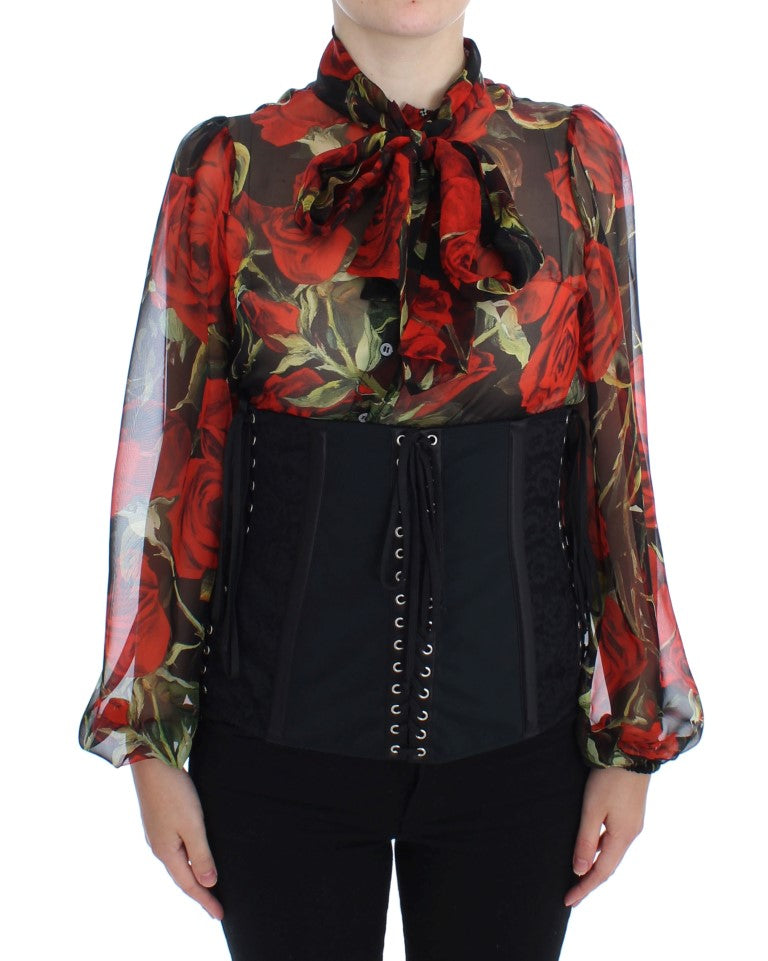 Dolce & Gabbana Black Floral Brocade Stretch Corset Belt