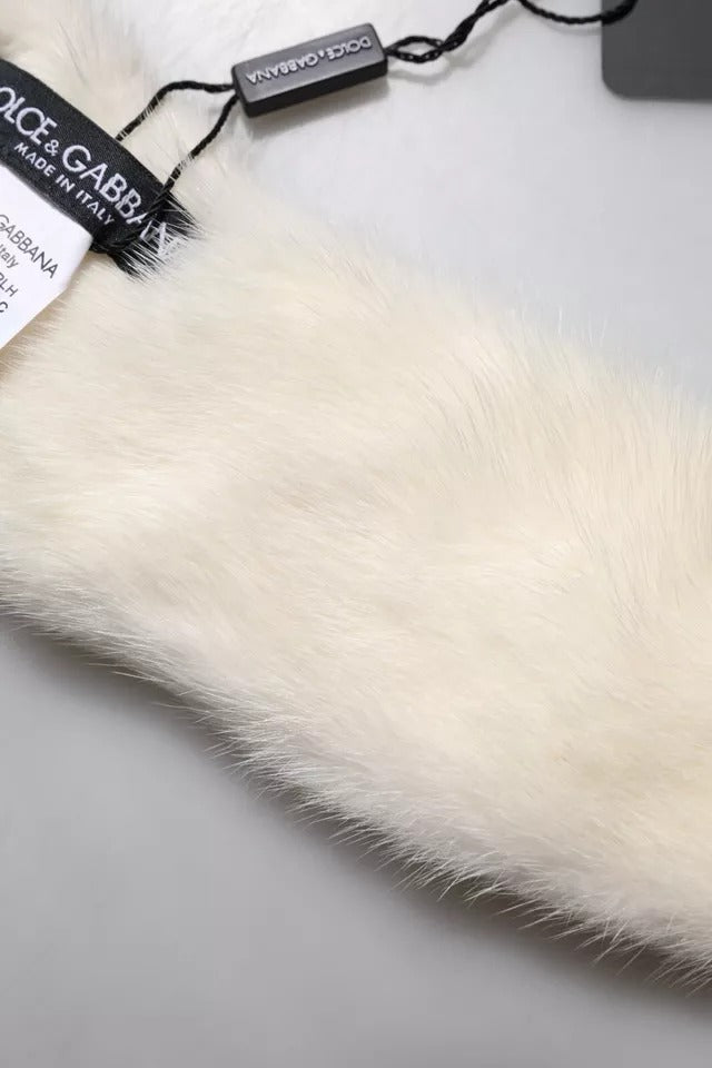 Dolce & Gabbana White Mink Fur Collar
