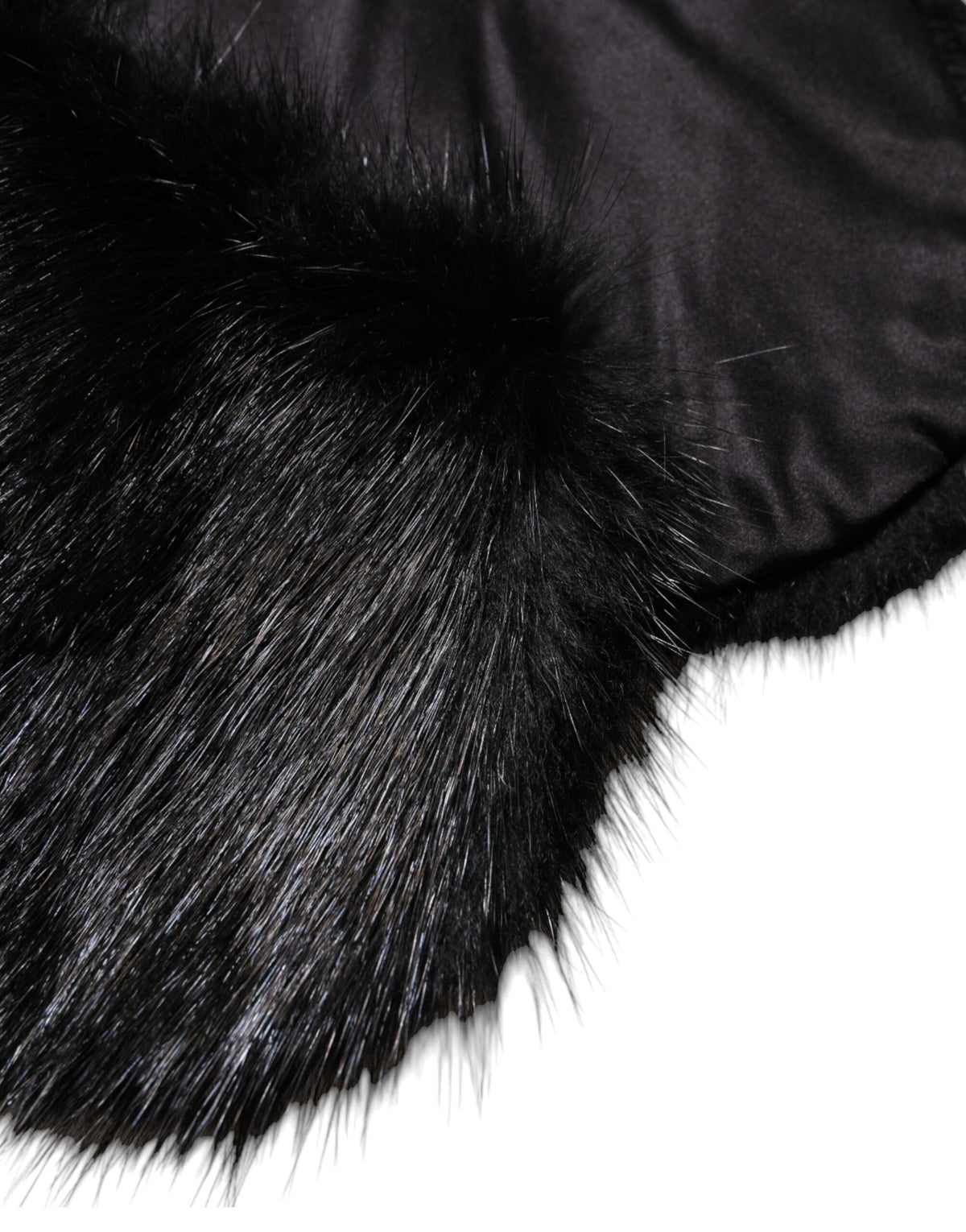 Dolce & Gabbana Black Rat Mousquet Fur Collar