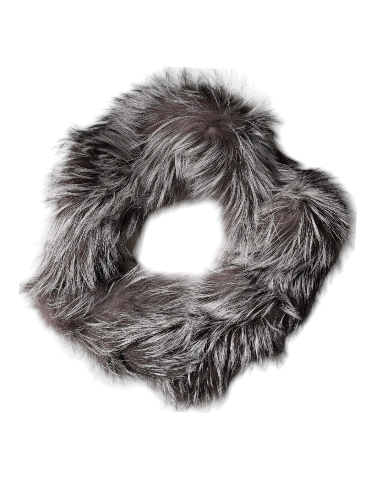 Dolce & Gabbana Gray Silver Fox Fur Collar