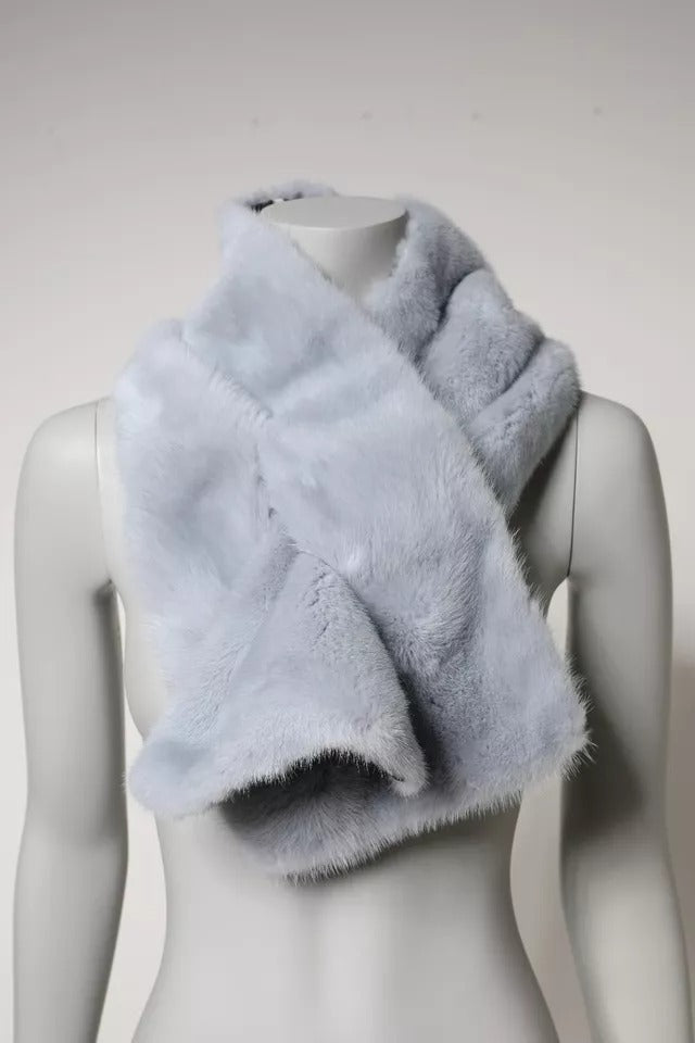 Dolce & Gabbana Powder Blue Mink Fur Collar