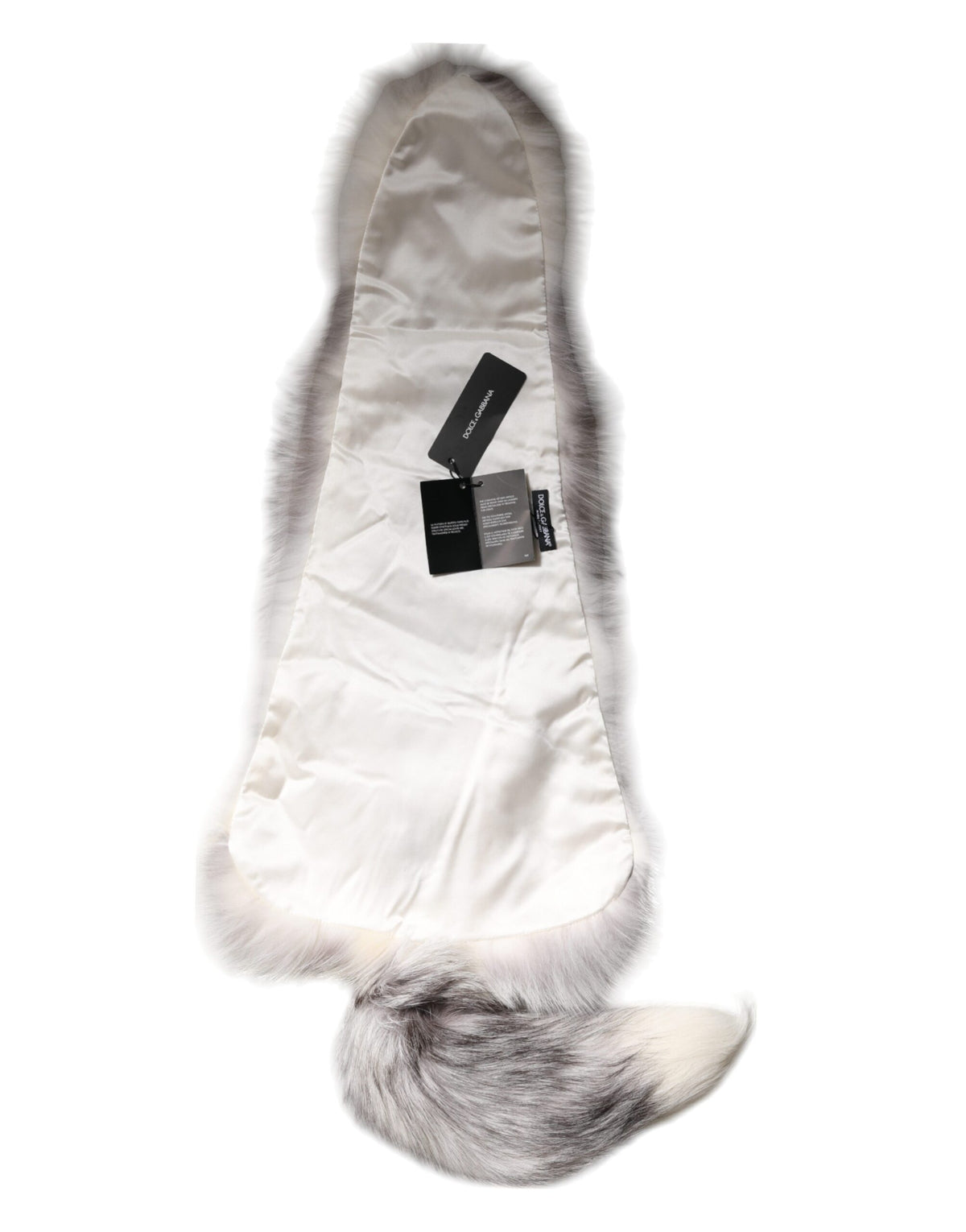 Dolce & Gabbana White Fox Fur Stole with Silk Lining