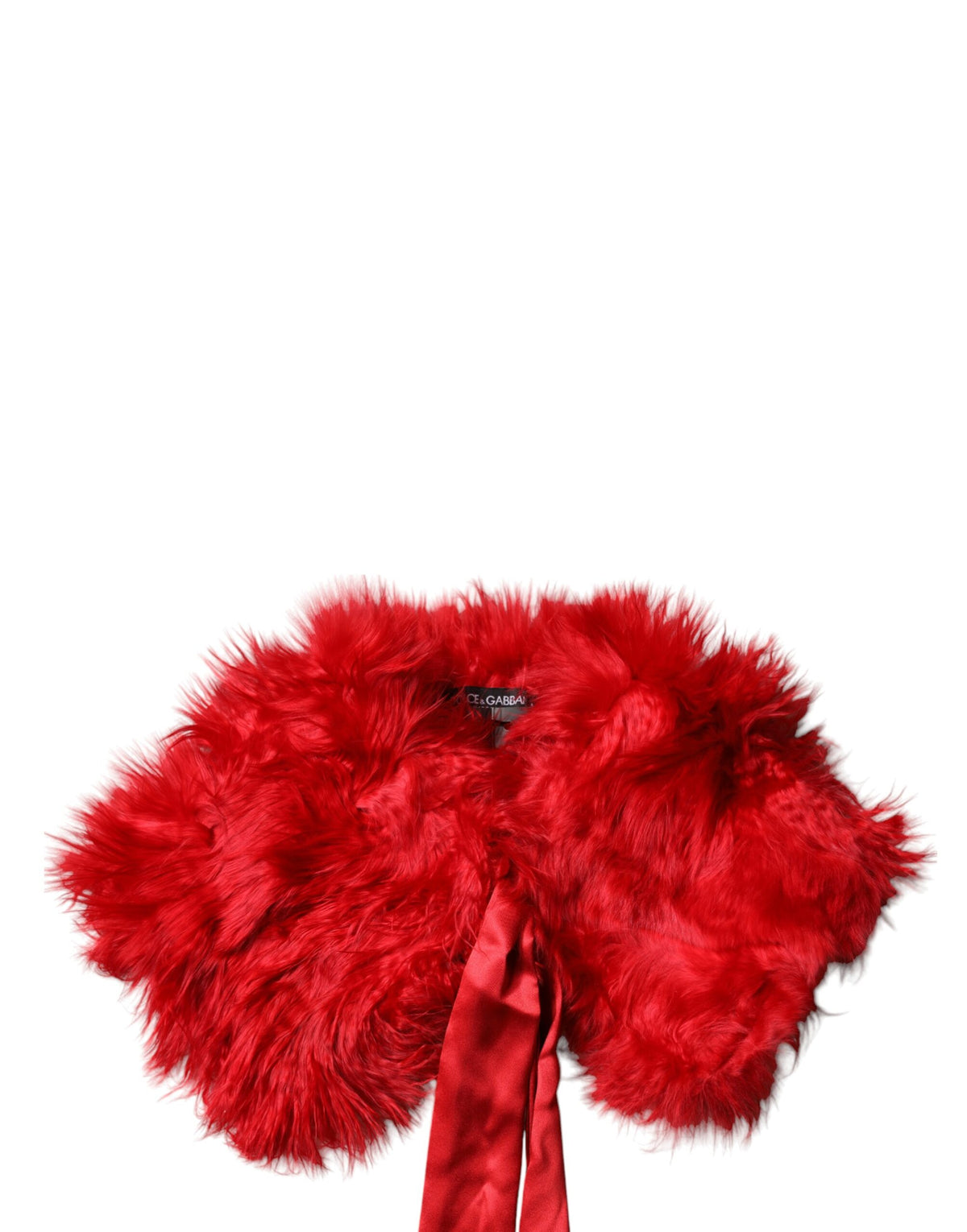 Dolce & Gabbana Red Alpaca Fur Collar