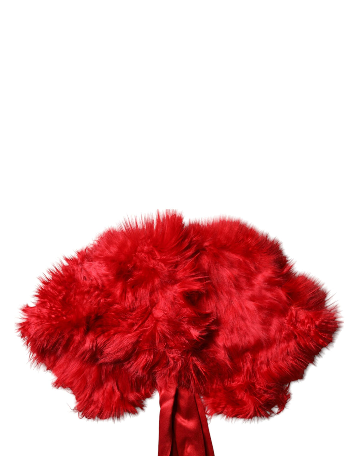 Dolce & Gabbana Red Alpaca Fur Collar