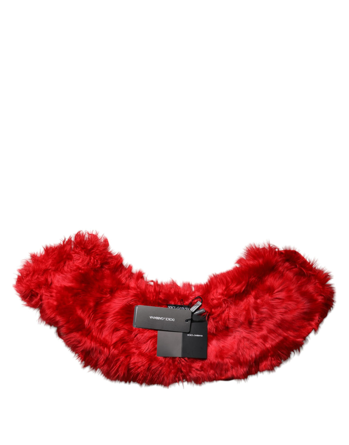Dolce & Gabbana Red Alpaca Fur Collar