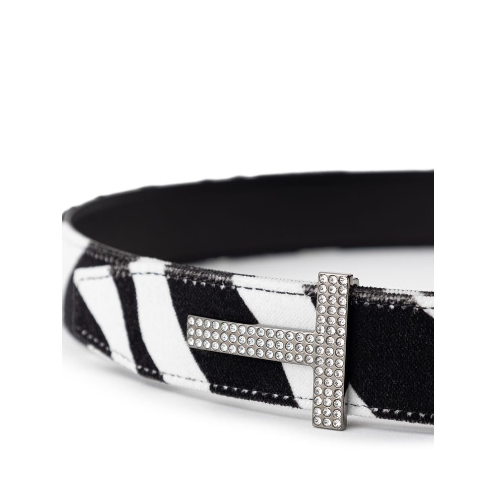 Tom Ford Black & White Leather Statement Belt