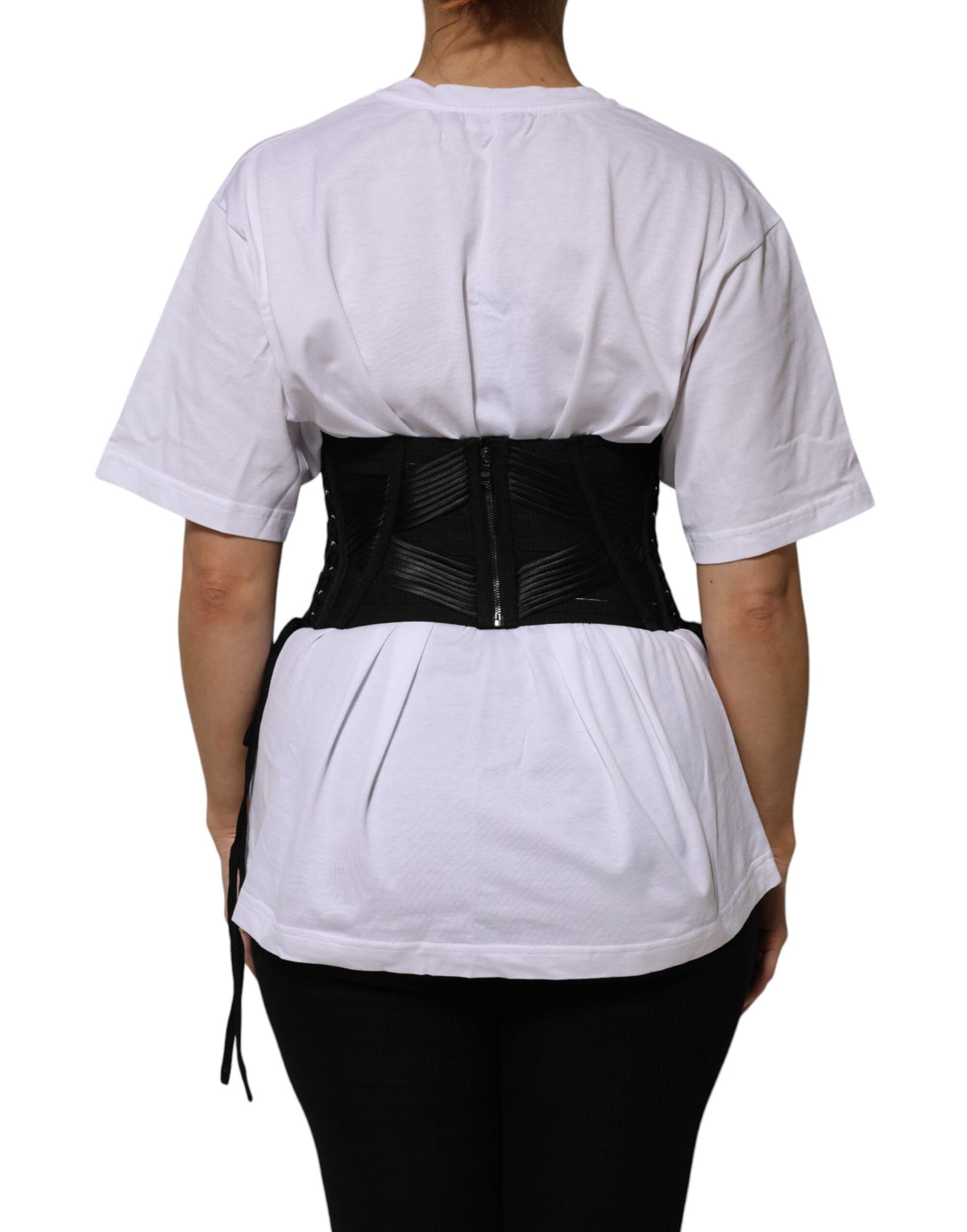Dolce & Gabbana Black Cotton-Blend Lace-Up Corset Belt