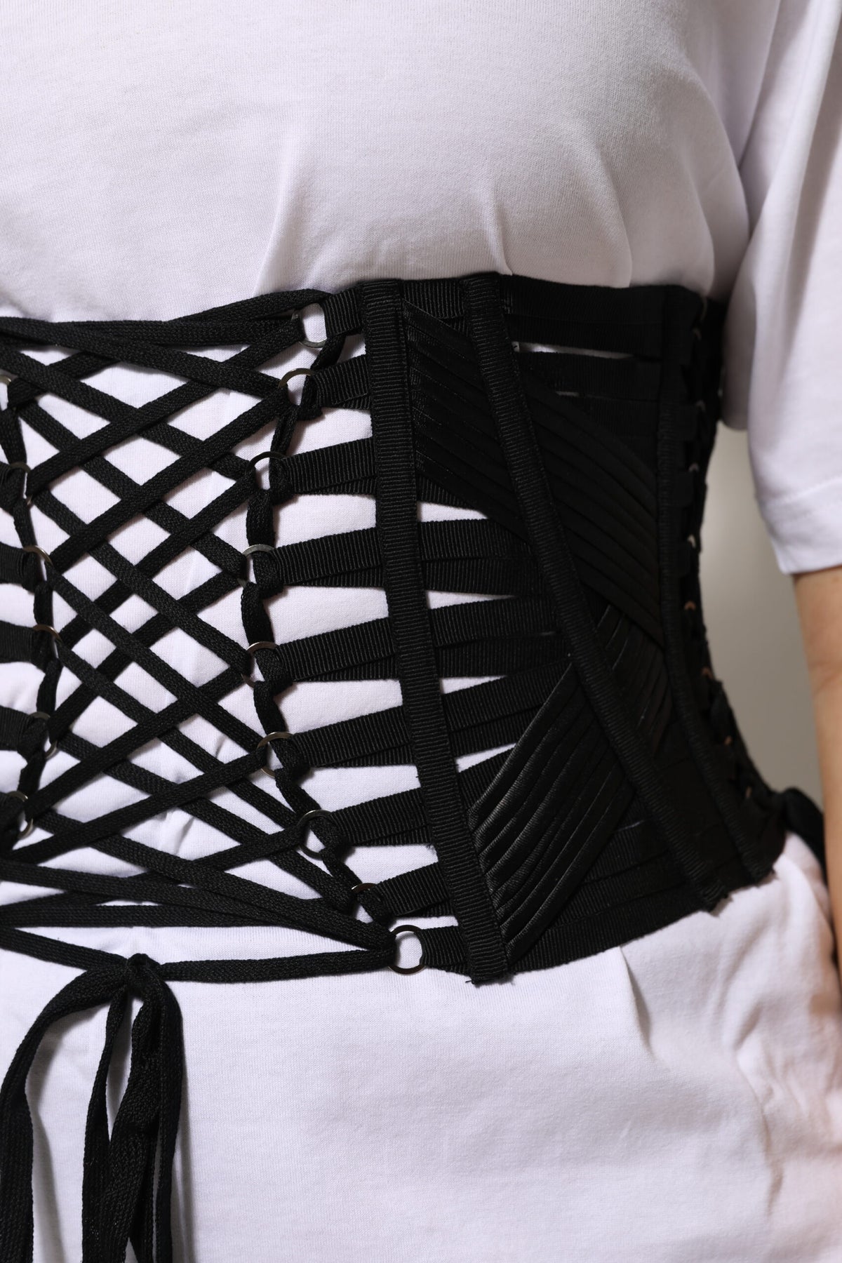 Dolce & Gabbana Black Cotton-Blend Lace-Up Corset Belt