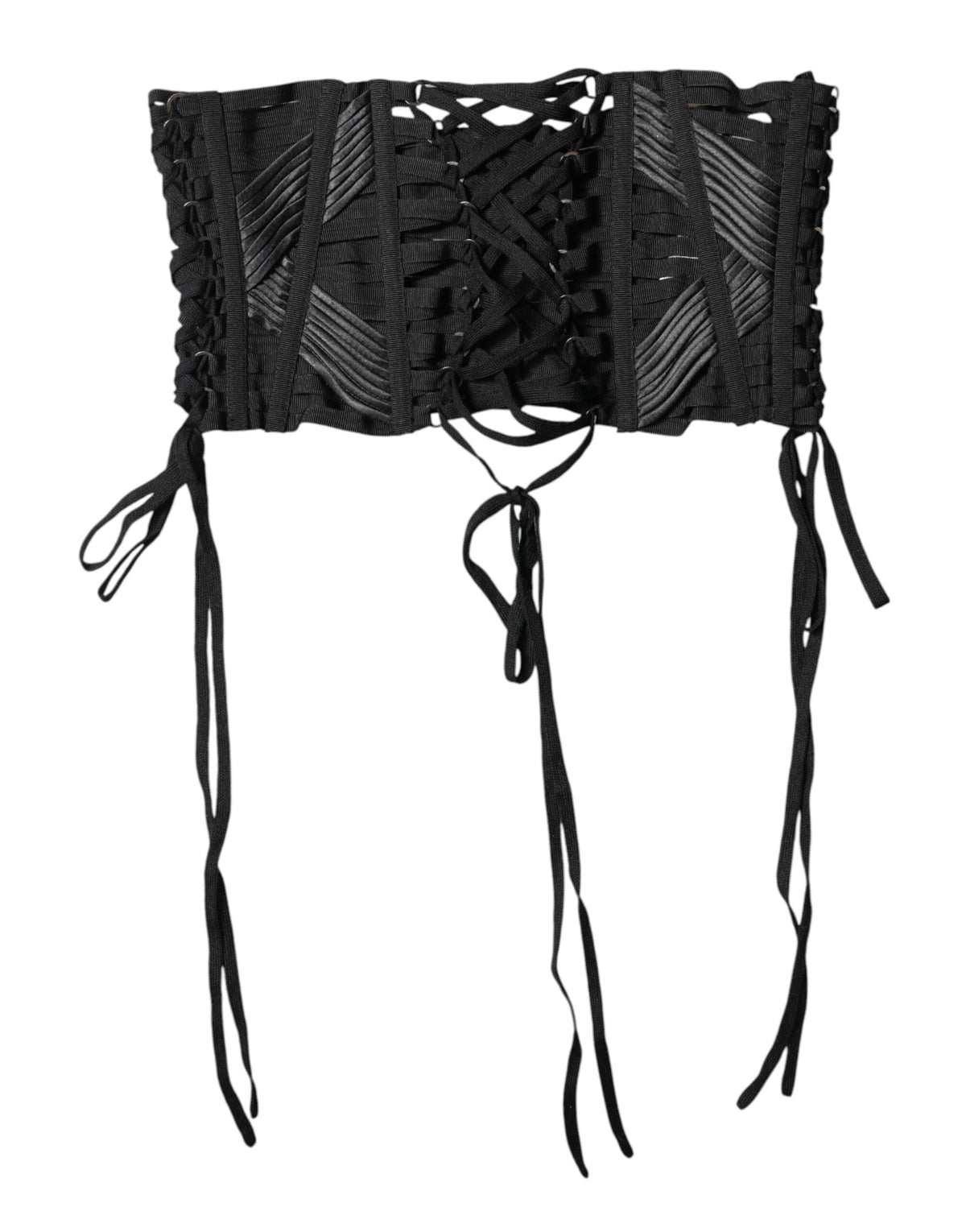 Dolce & Gabbana Black Cotton-Blend Lace-Up Corset Belt